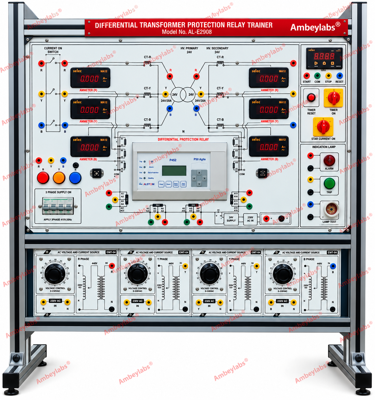 AL-E290C 3PHASE PERCENTAGE BIASED DIFFERENTIAL PROTECTION RELAY TRAINER // WITHOUT PC INTERFACE